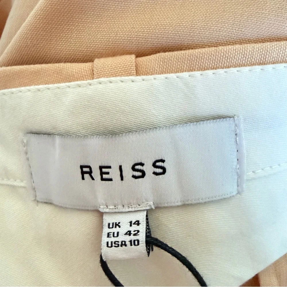 New! REISS Apricot Evelyn Wool Linen Blend Slim Fit Trousers Pants 41541